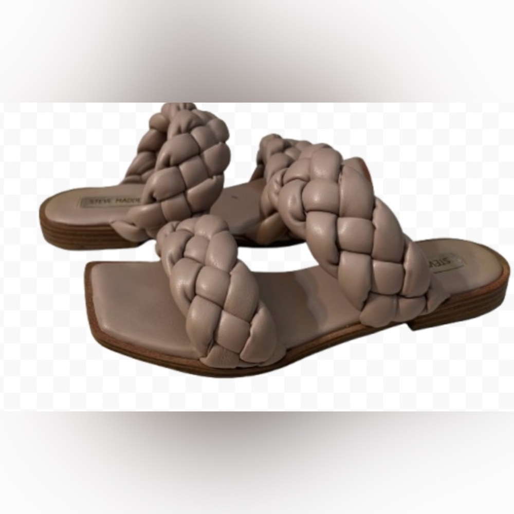 Steve Madden Taupe Slip On Spain Braided Flat Sandal